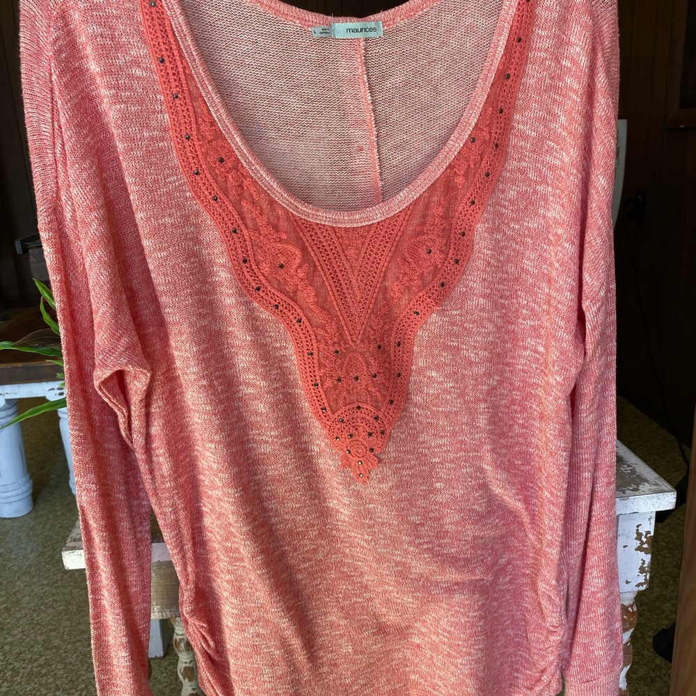 NWT Maurice’s long sleeve Large coral sweater top